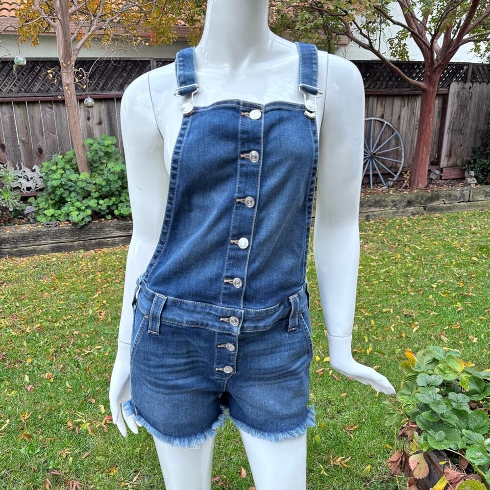 True Religion Denim Blue Jean Overall Cutoff Shorts Women's Size Medium EUC
